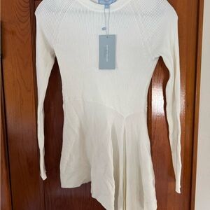 ANTONIO MELANI Cream Ribbed Long Sleeve Knit Dress